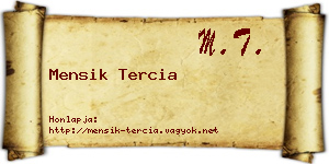 Mensik Tercia névjegykártya